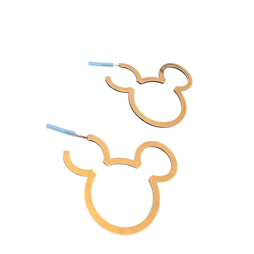 Gold Mickey Mouse Hollow Hoop Earrings